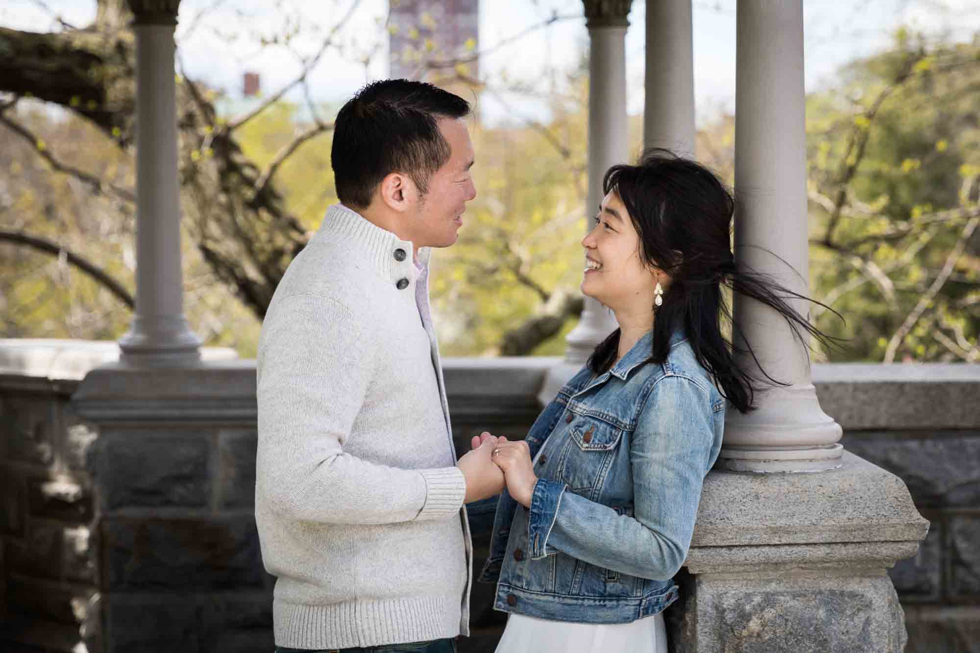 Couple holding hands at Belvedere Castle