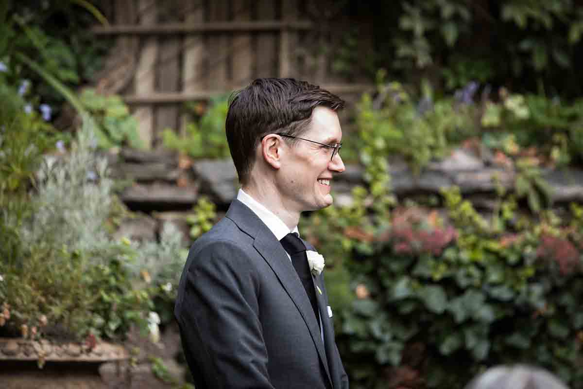 Merchant’s House Museum NYC wedding photos of groom in profile