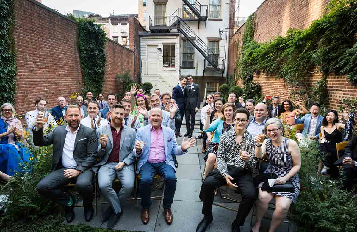 Merchant’s House Museum NYC wedding photos of guests during wedding ceremony