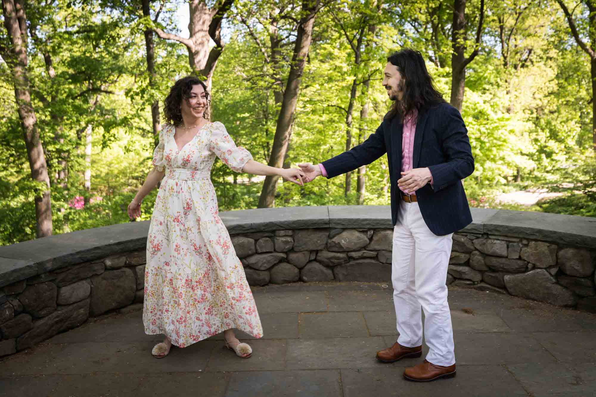 Couple dancing in the Azalea Garden of the New York Botanical Garden