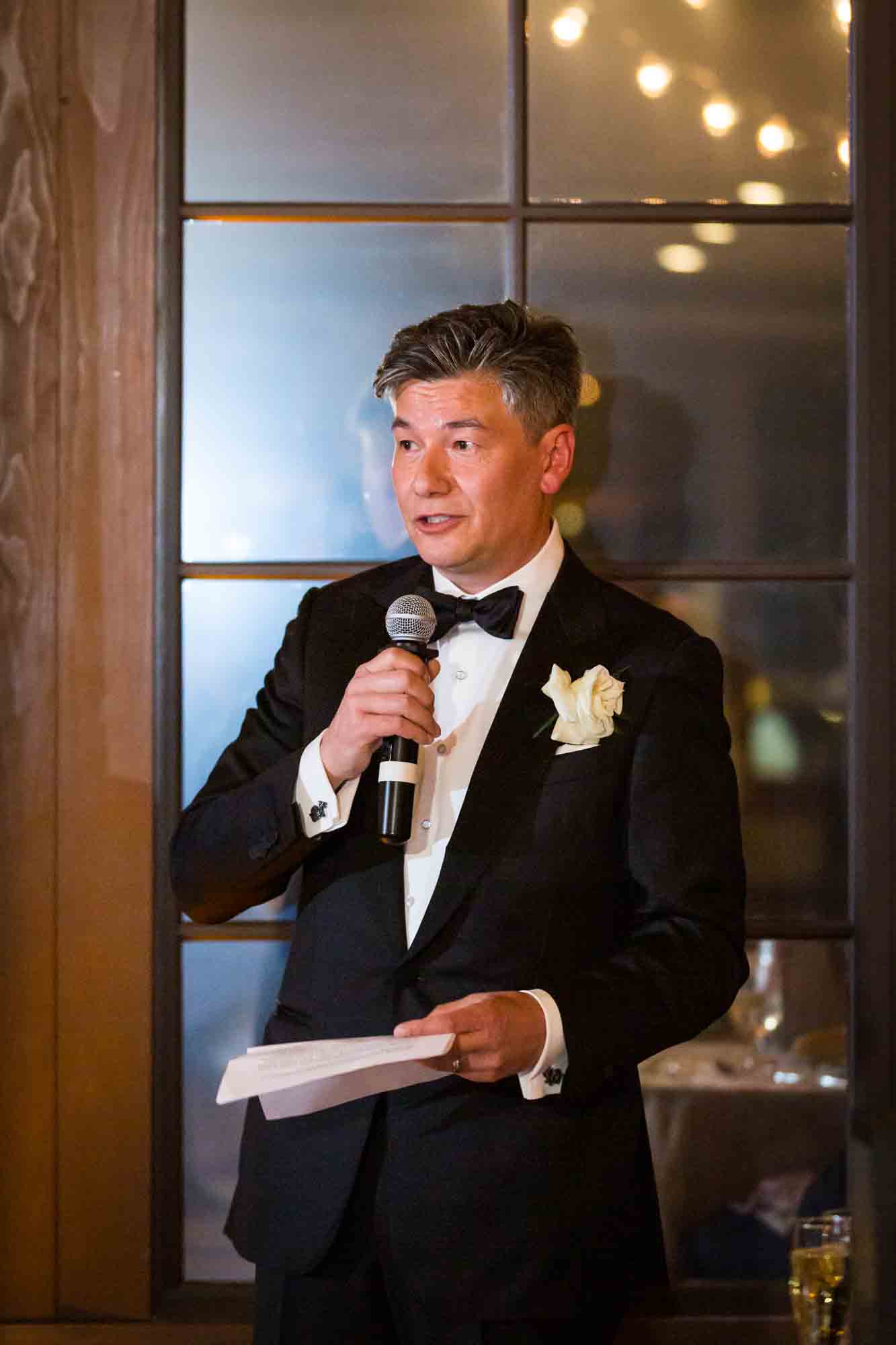 Father giving speech at Riviera Waterfront Mansion wedding