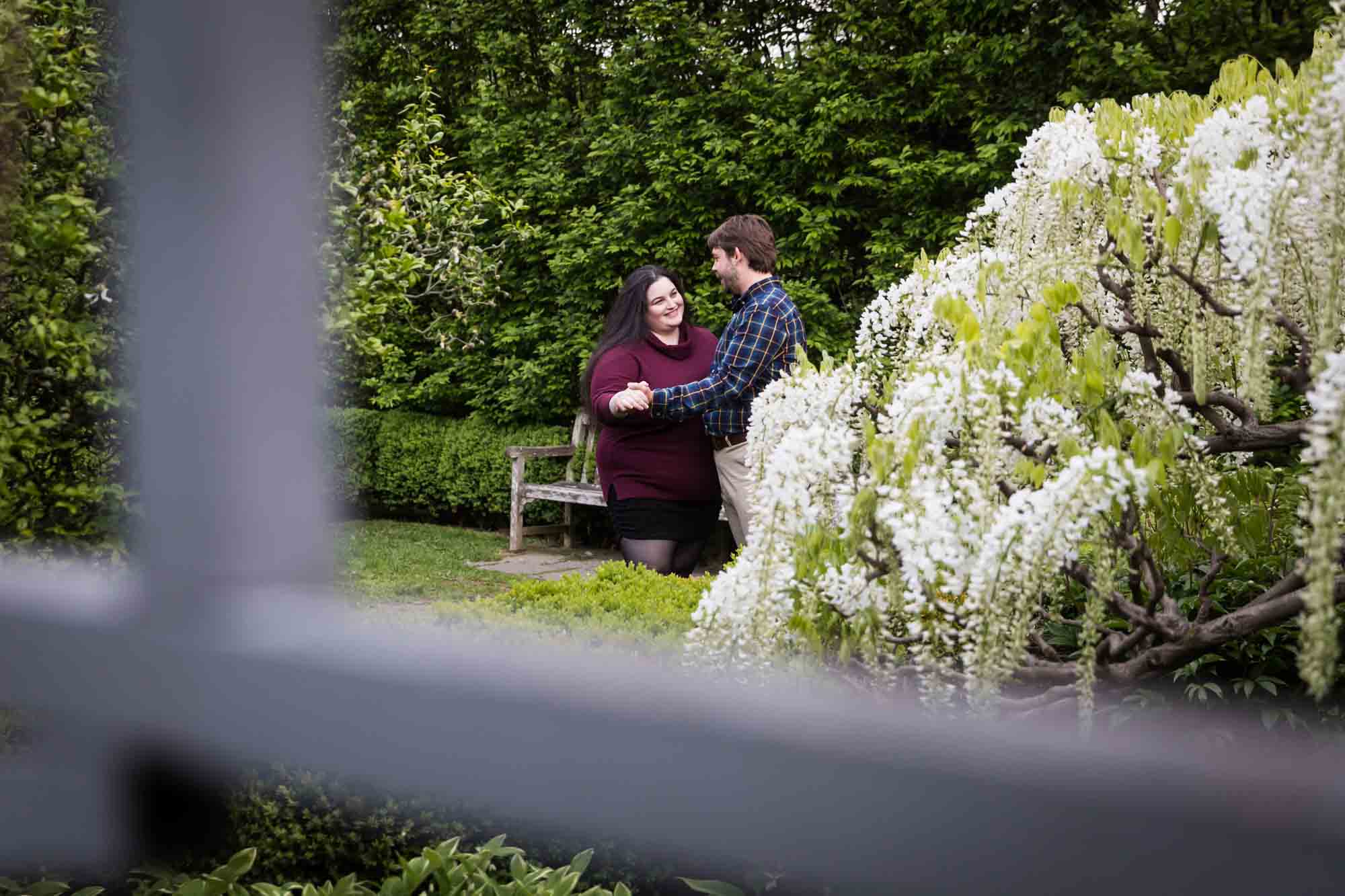 Couple dancing in White Garden in Snug Harbor