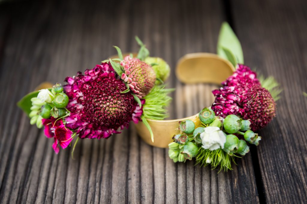 Flower corsage bracelets for article on wedding bouquet photo tips