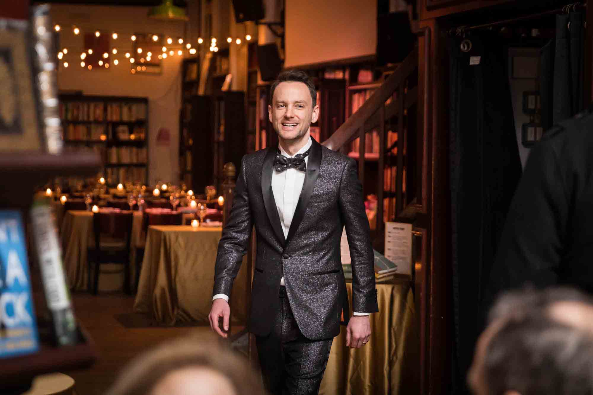 Groom walking down the aisle for an article on wedding ceremony photo tips