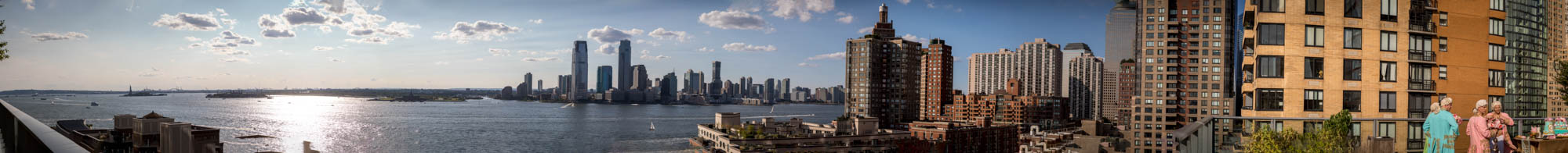 Panoramic view of NYC waterfront and New Jersey skyline