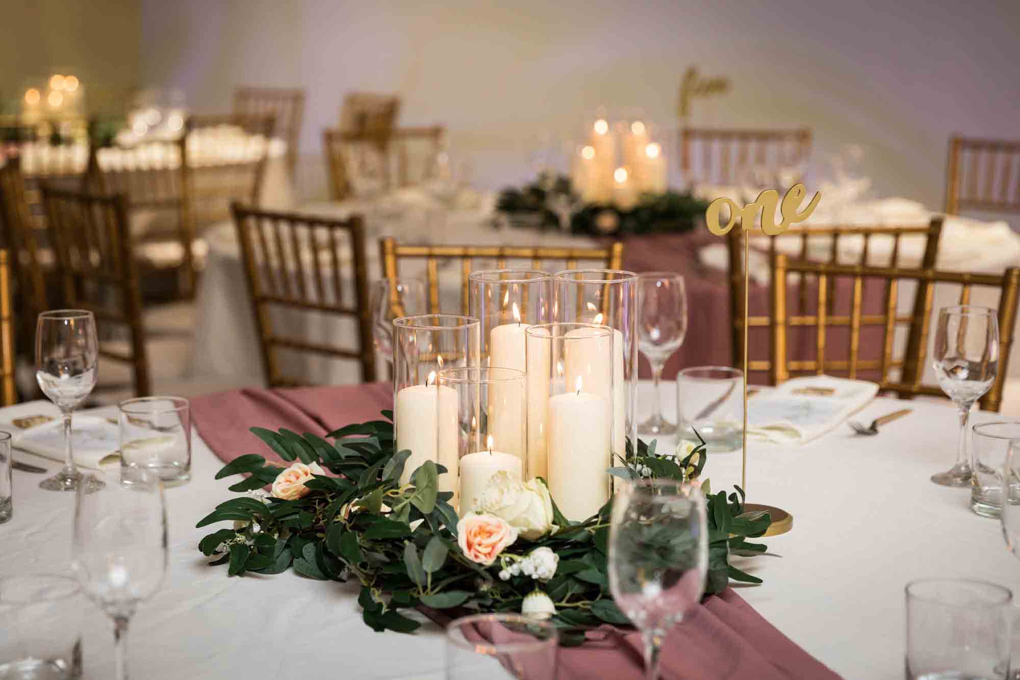 Table centerpieces at Loft Story wedding