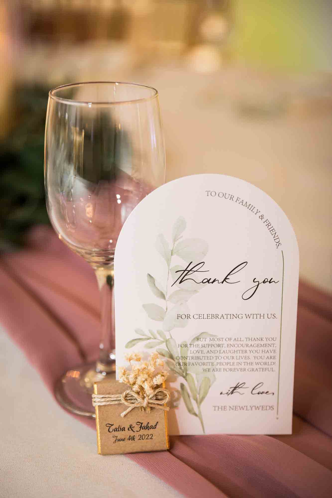 Guest gift at table for Loft Story wedding