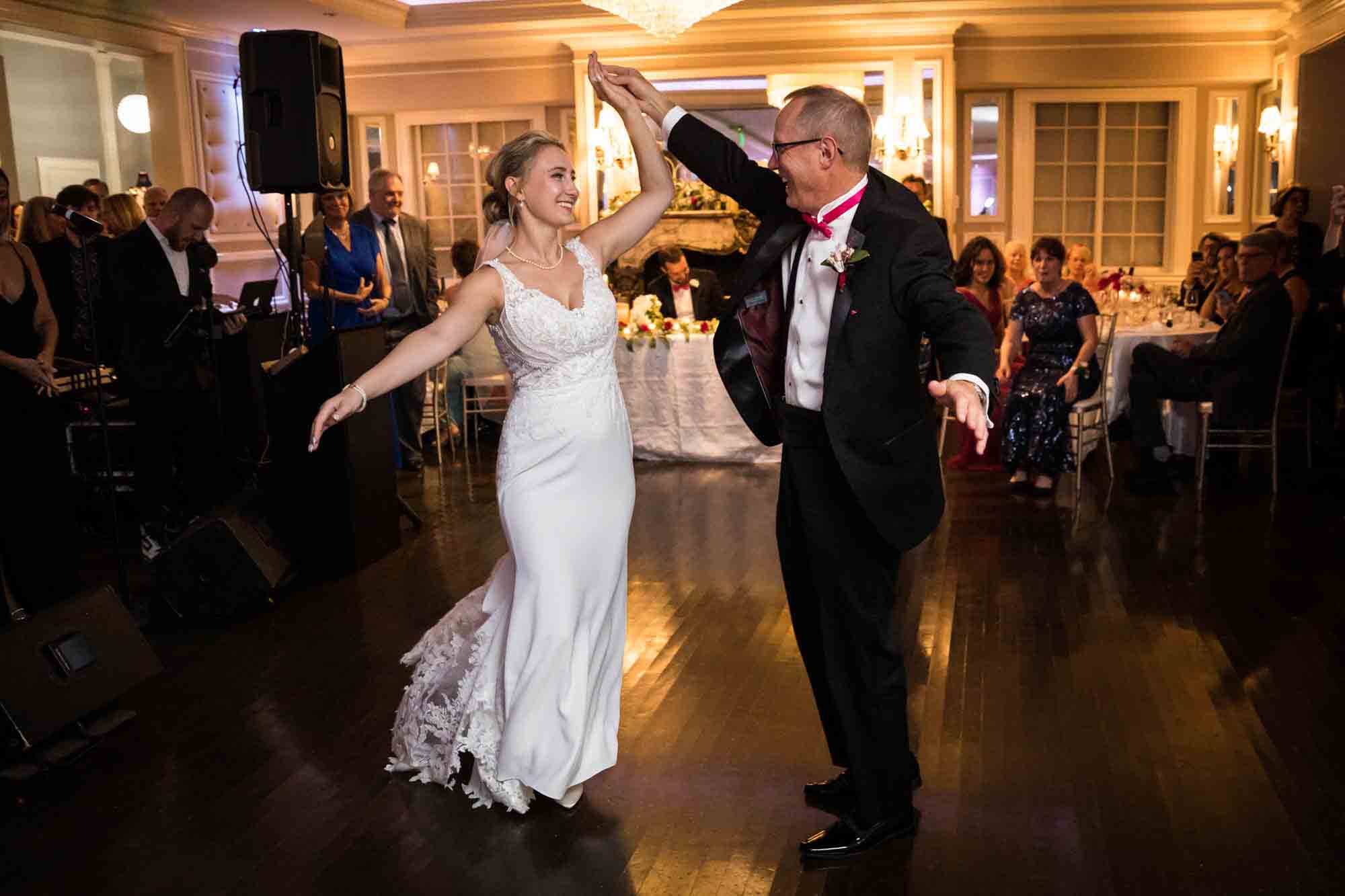 Father leading bride on dance floor at a Briarcliff Manor wedding