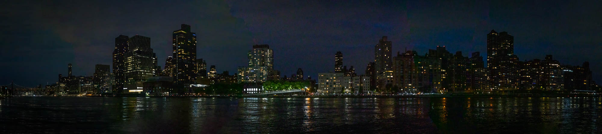 Panorama view of NYC skyline at night