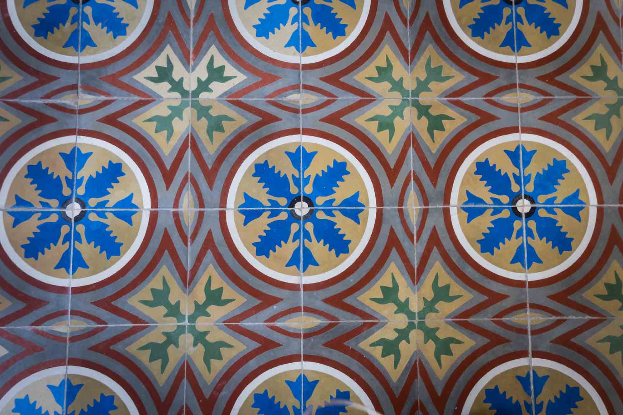 Colorful floor tiles for an article on how to take photos at the McNay Art Museum