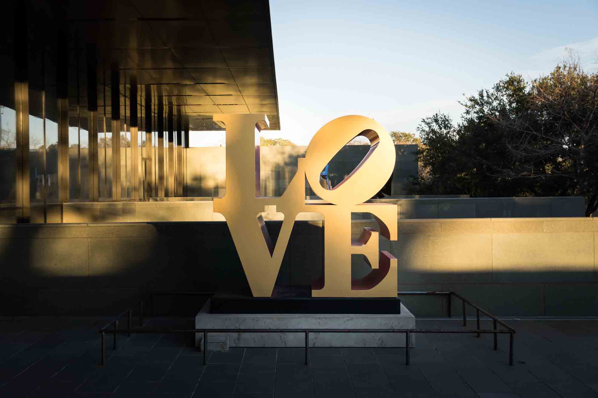 Love sculpture at entrance to McNay Art Museum for an article on how to take photos at the McNay Art Museum