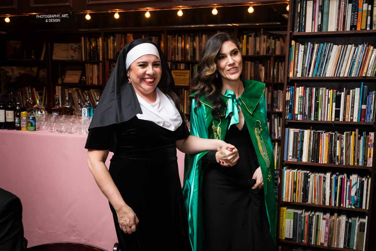 Two female officiants dressed in costume for an article on how to become a wedding officiant in San Antonio