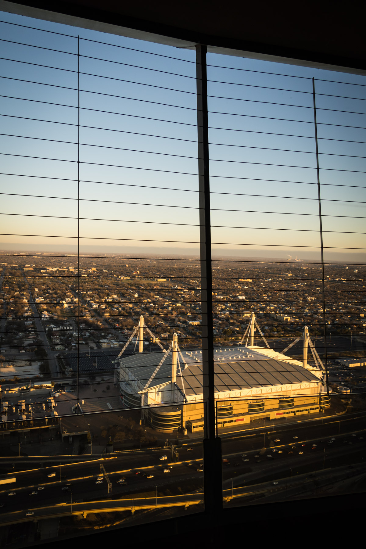 View of the Alamodome in San Antonio from the Tower of the Americas