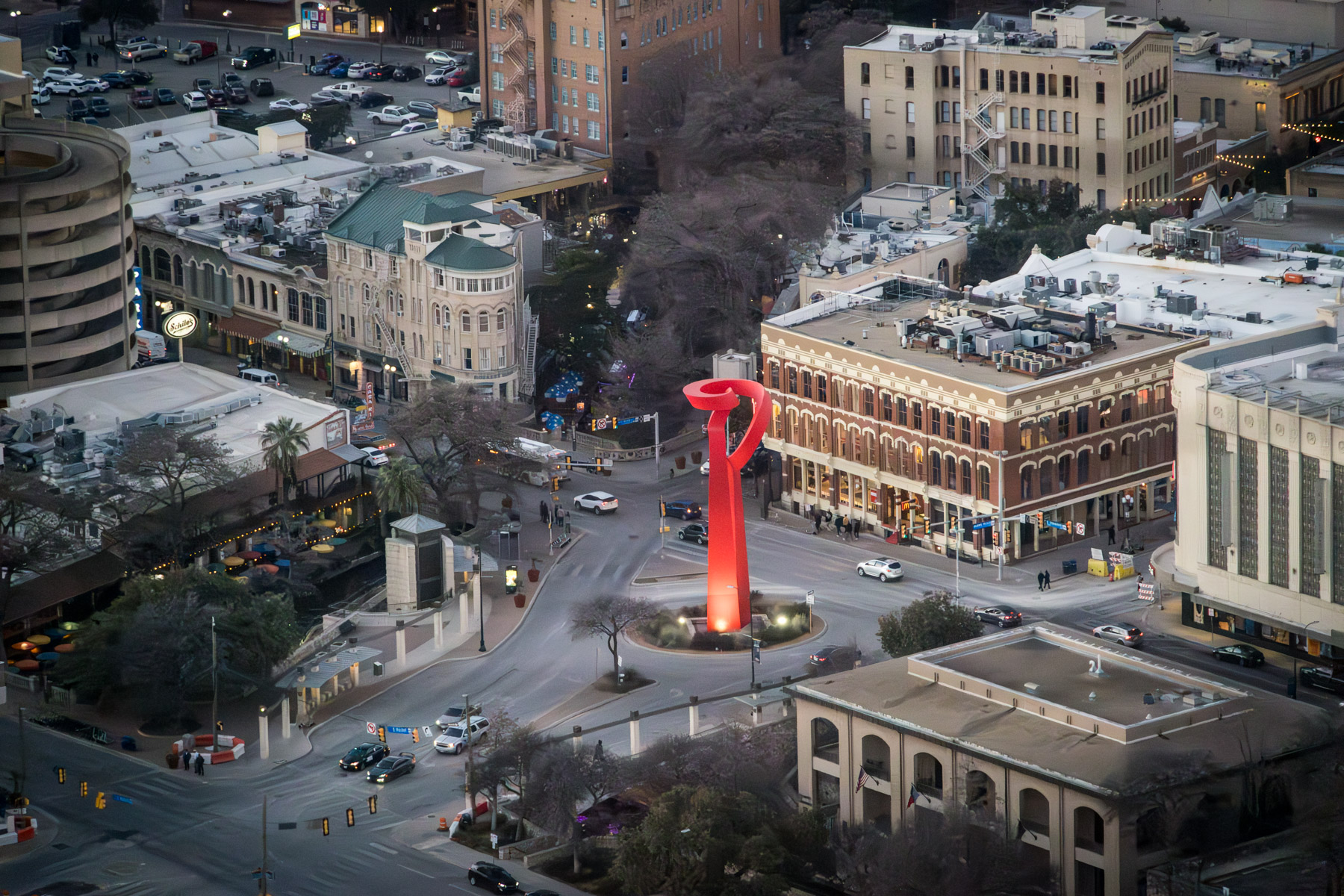 View of Tower of Friendship in San Antonio for an article on how to propose at the Tower of the Americas