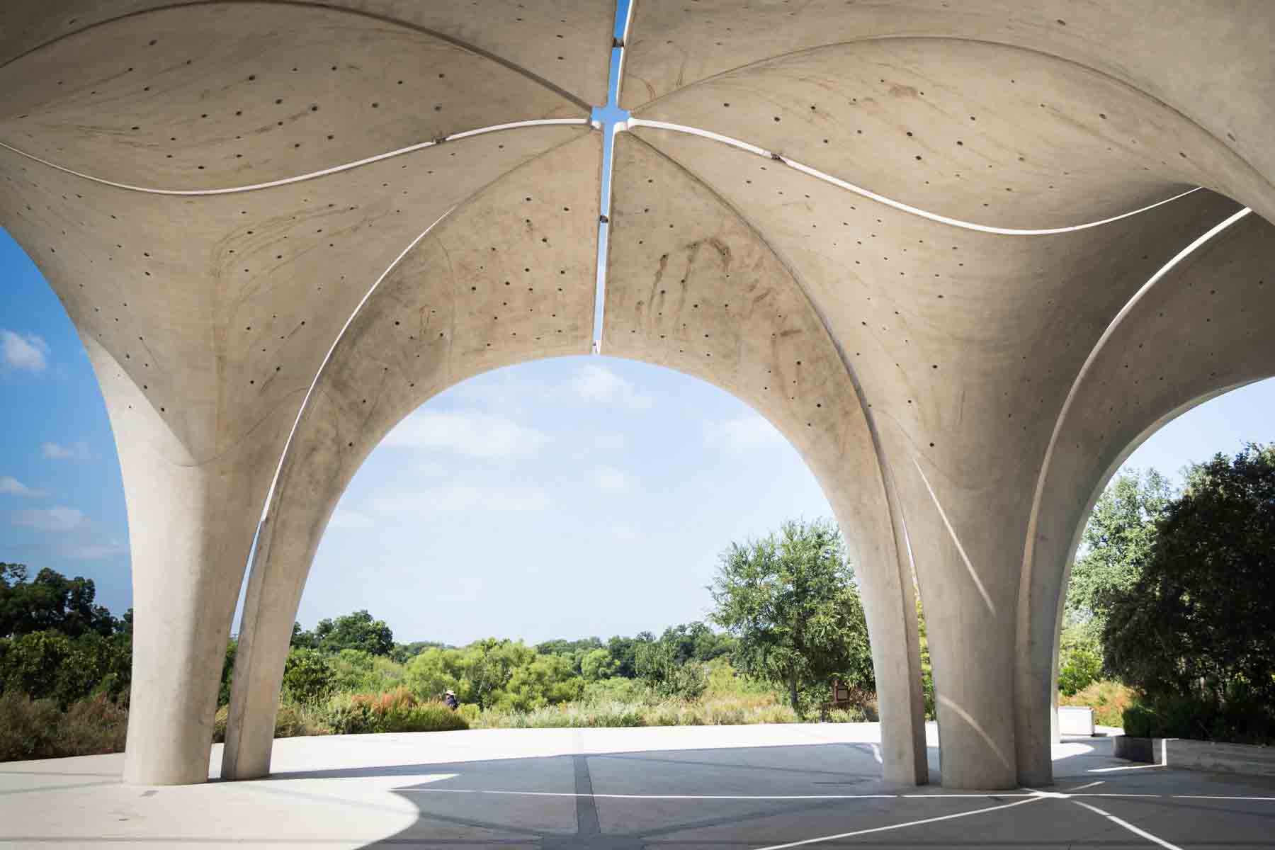 Stylized concrete forms in Confluence Park for an article listing the best places to propose in San Antonio