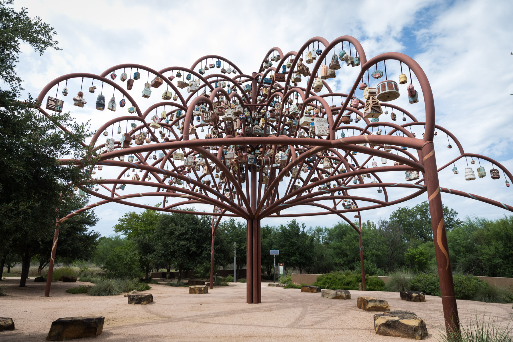 Tree of Life sculpture by the River Walk at Mission Espada