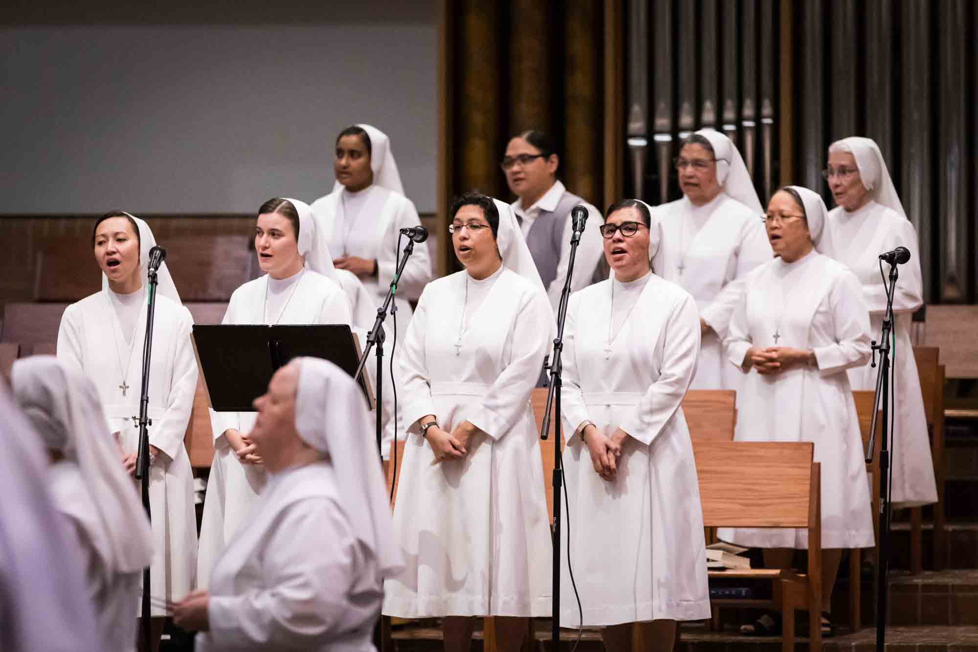 Nuns singing at a St. Mark the Evangelist Catholic Church wedding