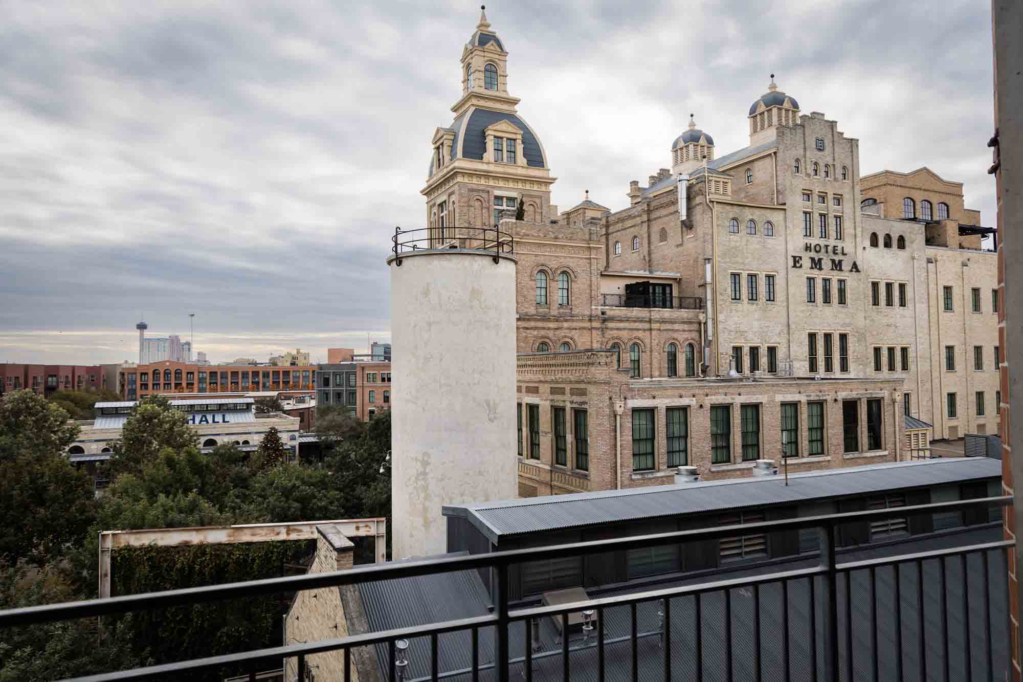 View from the stairwell at the Kohler Parking Garage for an article on rain backup photo locations at the Pearl in San Antonio