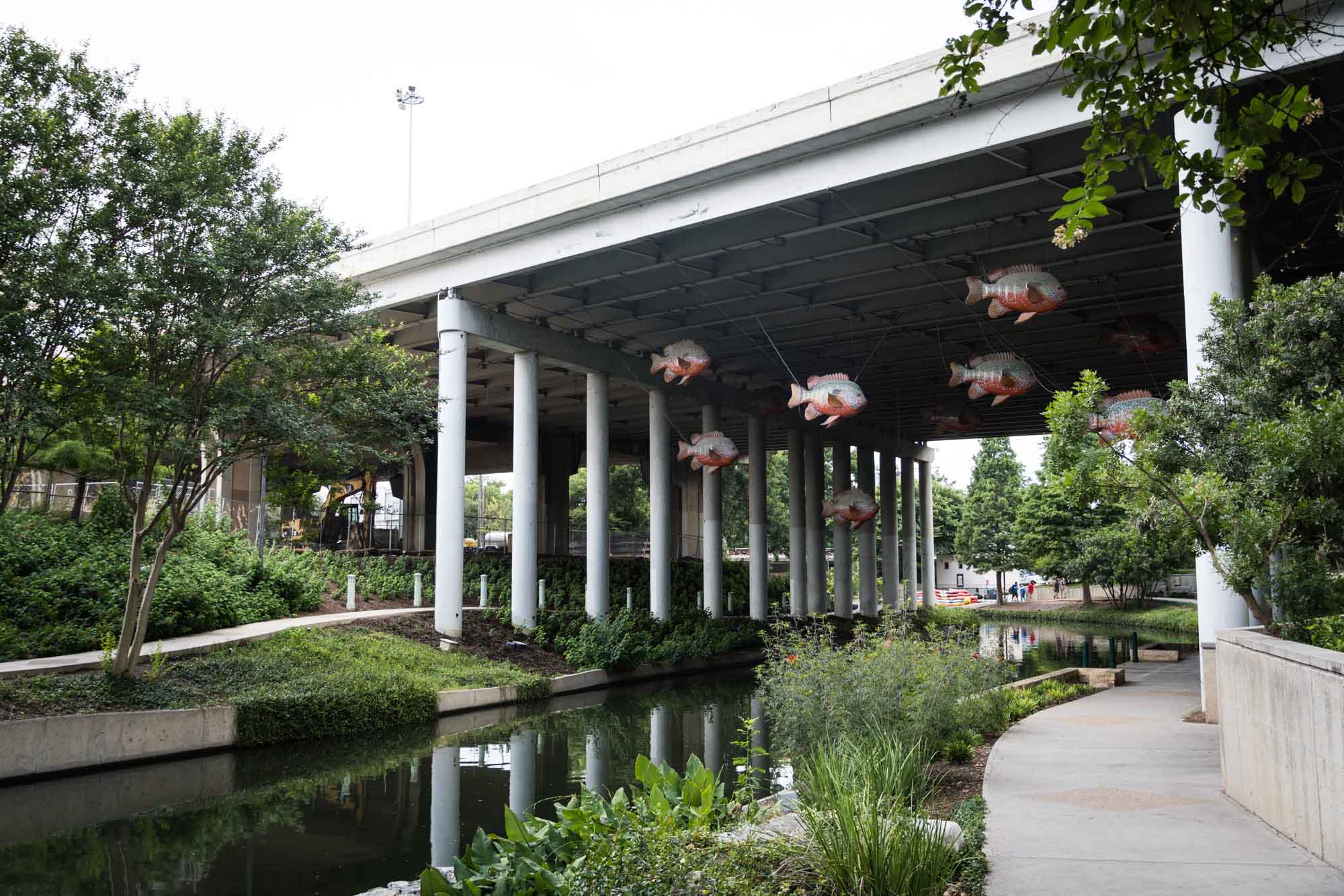 Camden Street Bridge sculpture, F.I.S.H. by F.I.S.H Donald Lipski over the River Walk in San Antonio, Texas