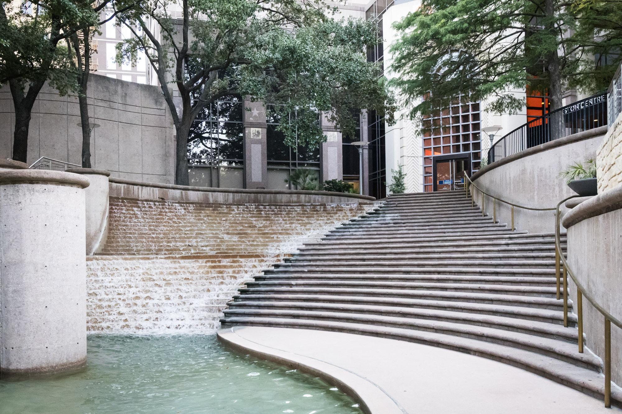 Waterfalls along River Walk at the Weston Centre at Pecan Street