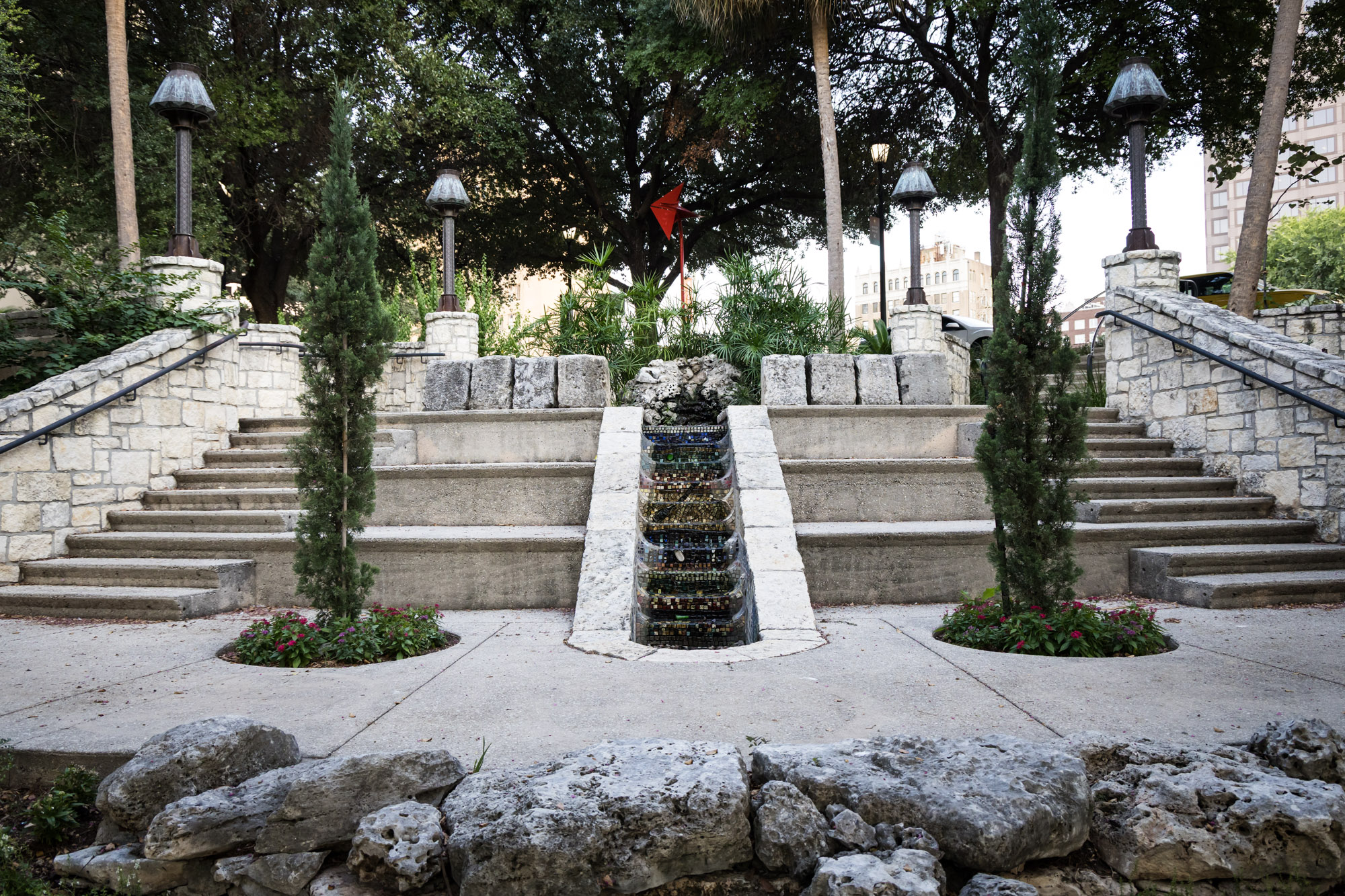 Stone stairs along River Walk at Convent Street