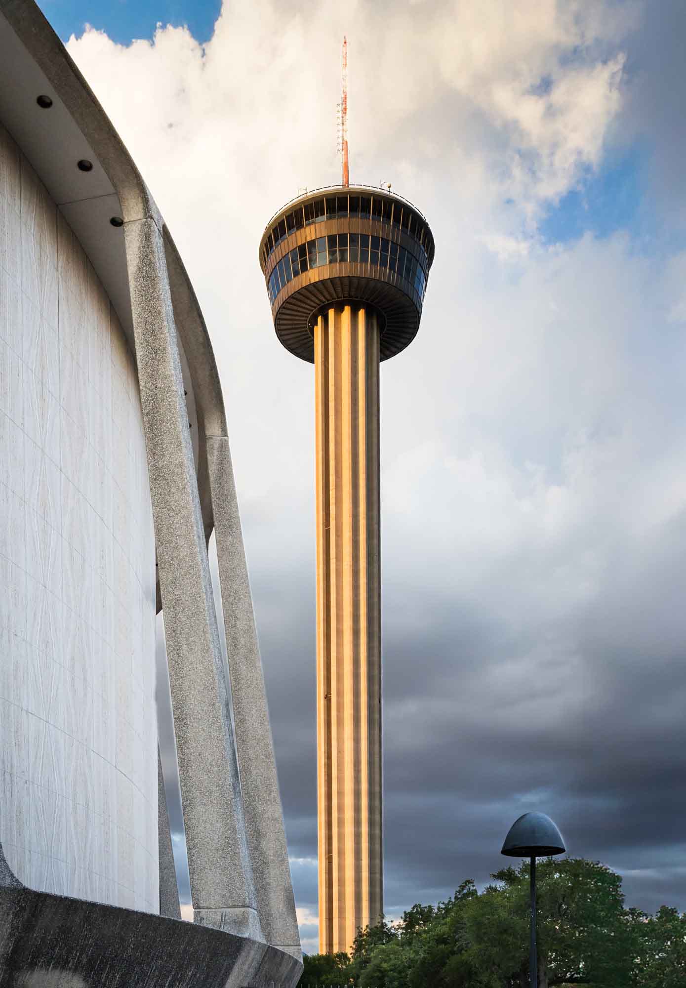 John H. Wood Jr. Federal Courthouse with Tower of the Americas in the background