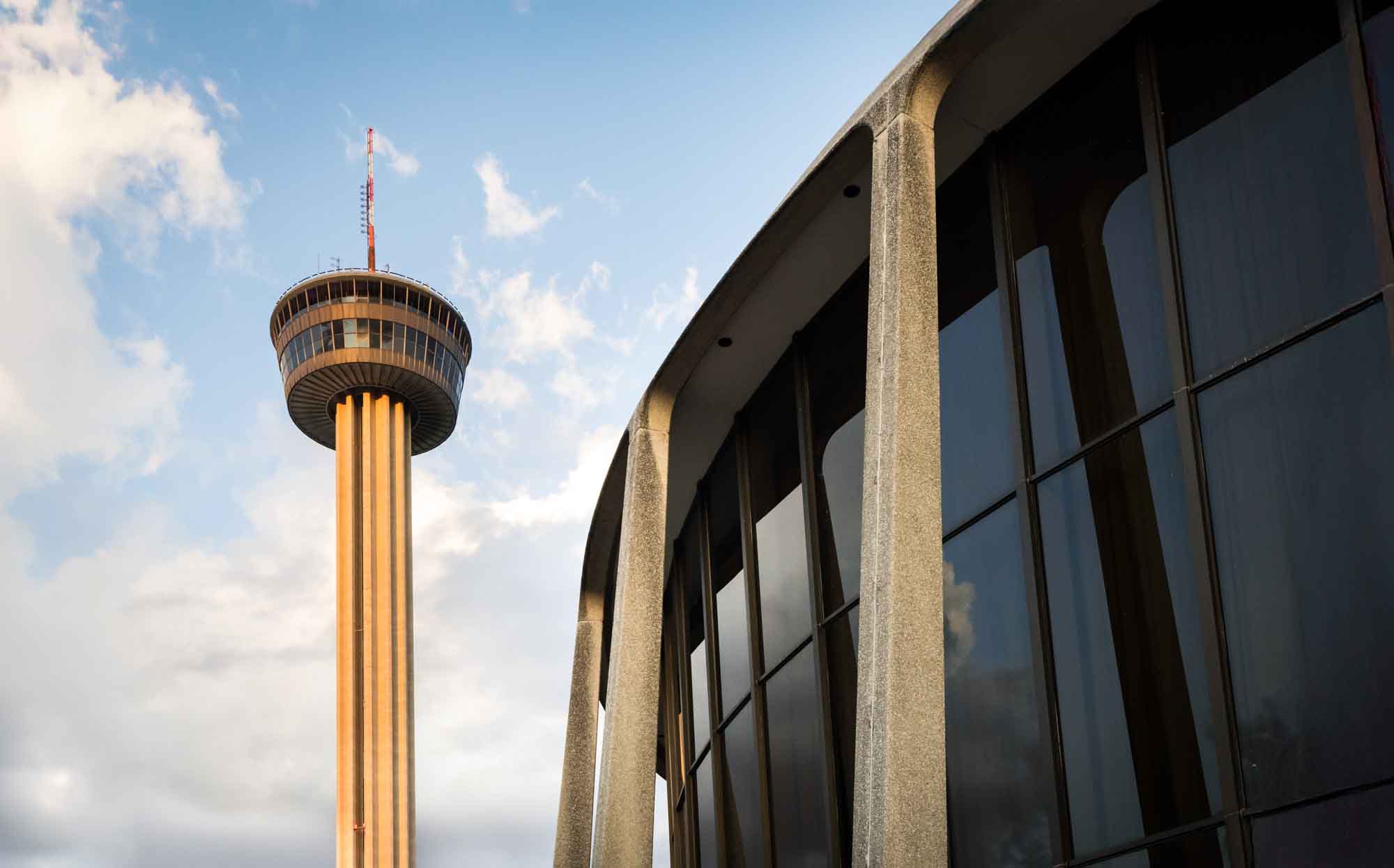 John H. Wood Jr. Federal Courthouse with Tower of the Americas in the background