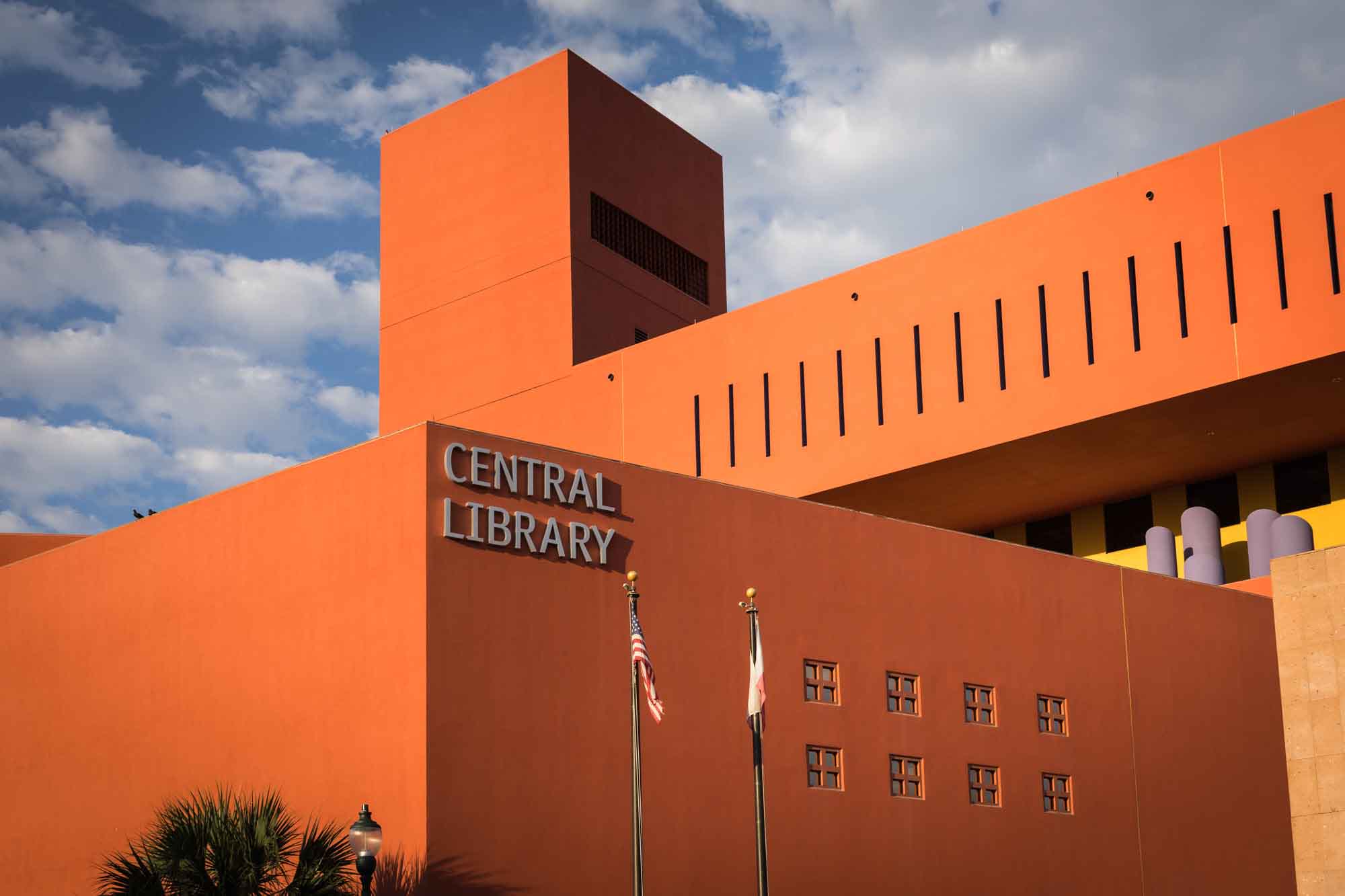 Central Library in downtown San Antonio in the day with blue sky above