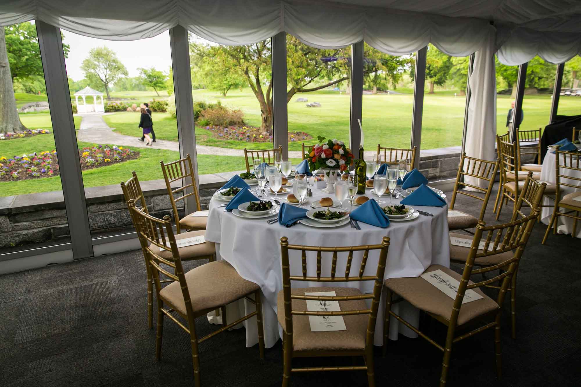Place setting at a Pelham Bay & Split Rock Golf Club wedding reception for an article on what to have ready when the wedding photographer arrives
