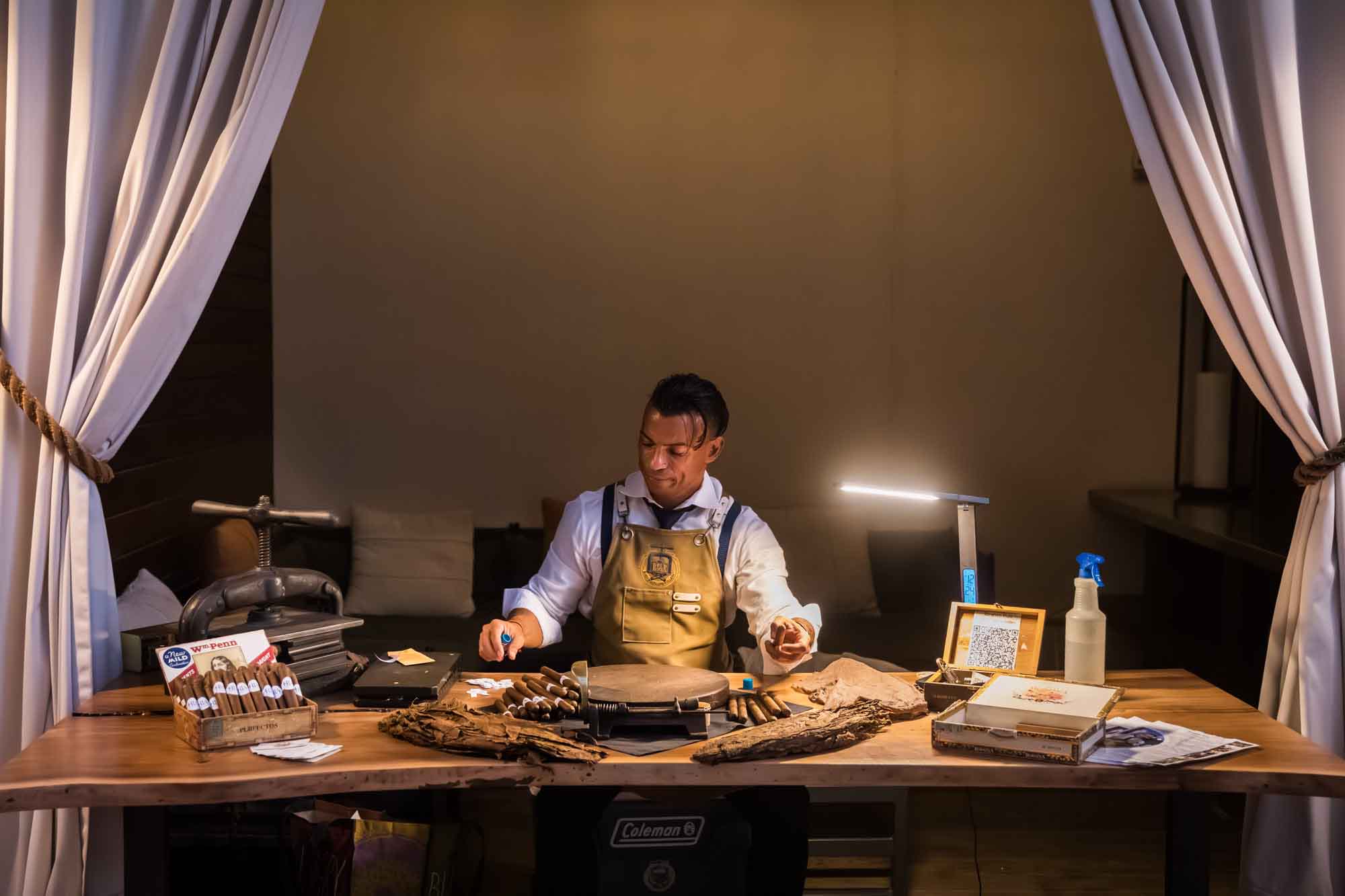 Ibrahim Ruiz, cigar roller, during a Hotel Van Zandt corporate event