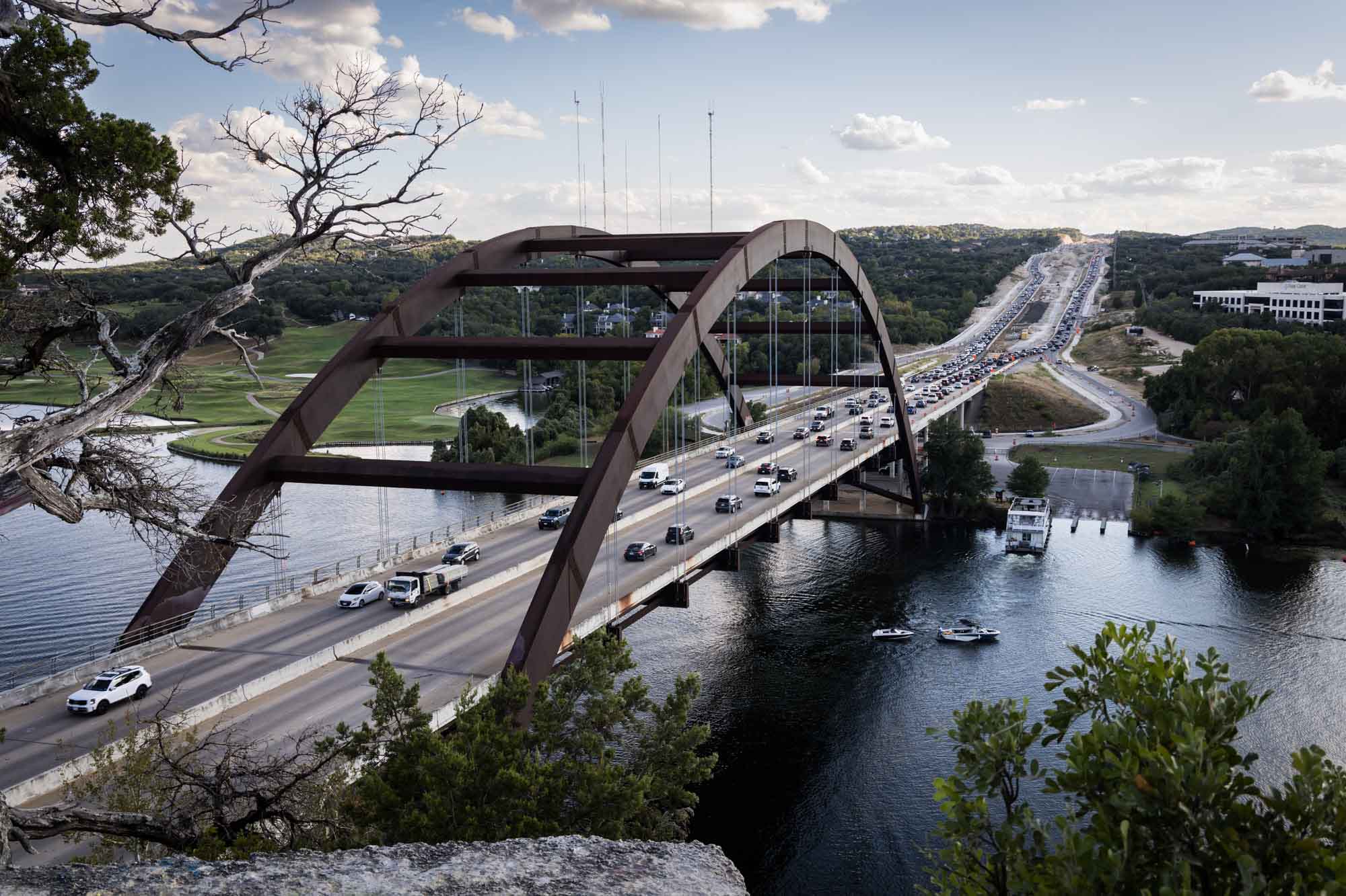 View from the Pennybacker Bridge Overlook of Loop 360 for an article on the best places to propose in Austin