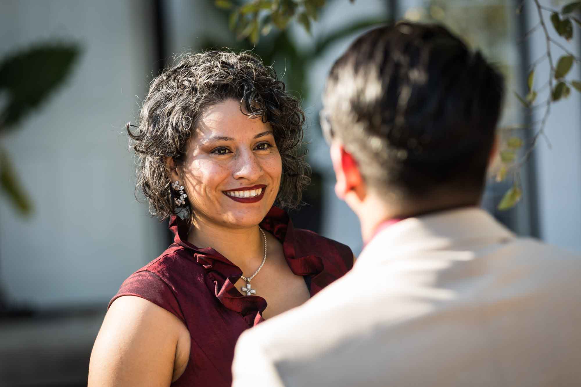 Two guests mingling at a San Antonio DIY wedding