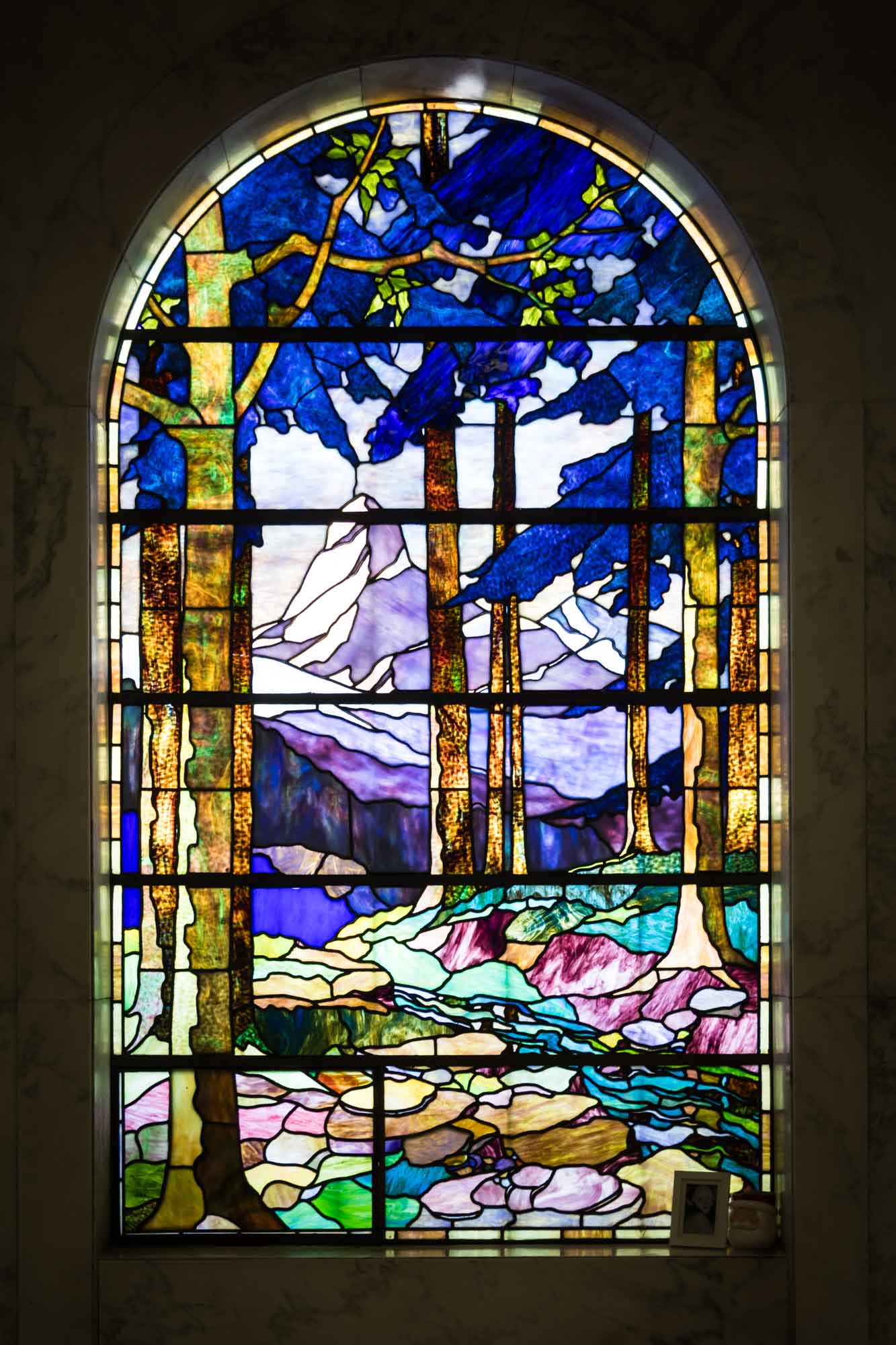 Tiffany stained glass window found inside the Cathedral Mausoleum in the Hollywood Forever Cemetery
