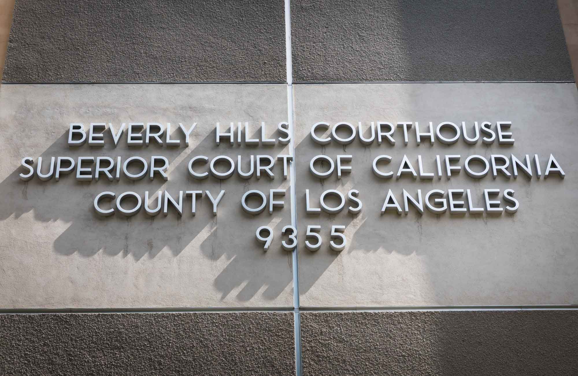 Sign for Beverly Hills Courthouse for an article on how to get a marriage license in Los Angeles