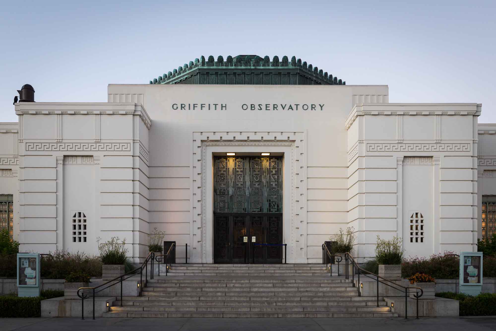 Front entrance and stairs of Griffith Observatory for an article on where to propose at the Griffith Observatory
