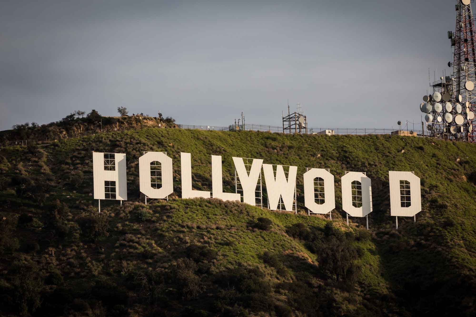 View of the Hollywood Sign from Lake Hollywood Park for an article on where to propose at the Griffith Observatory